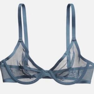 NWOT CUUP The Plunge Mesh Bra Underwire in Dusty‎ Blue 30A